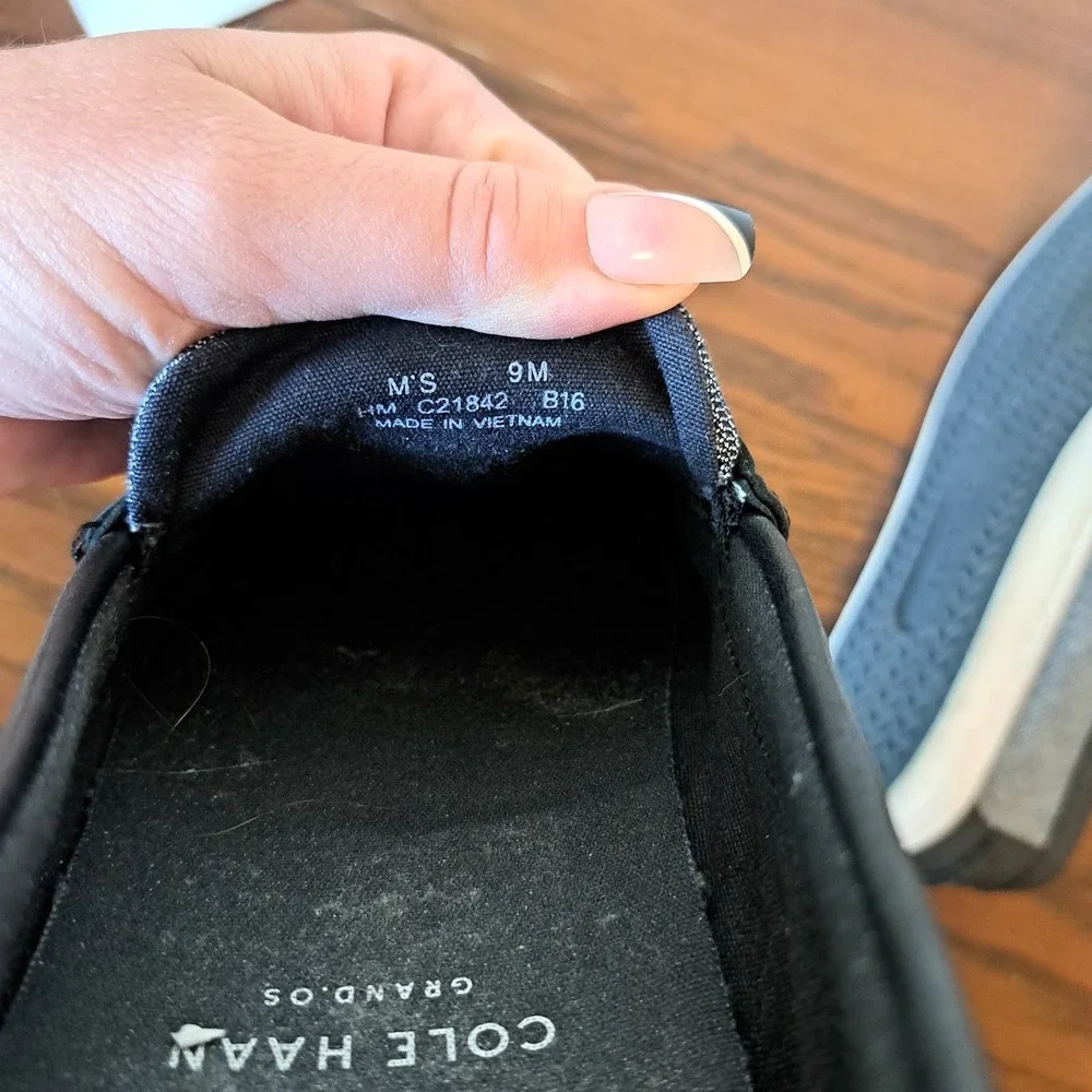 Cole Haan Pinch Maine Classic Grey Textile Black Leather Penny Loafers C21842 9M